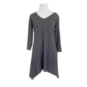 LOGO LORI GOLDSTEIN 3/4 Sleeve V-Neck Gray Tunic Size XXS